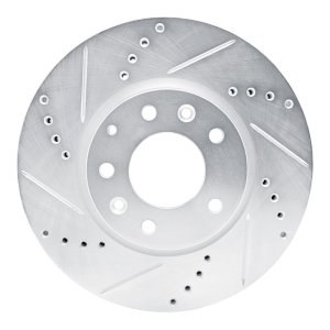 Mazda CX-7 Brake Rotor (1) - Front Left - R1 Concepts - Drilled & Slotted - Silver - `07-`12